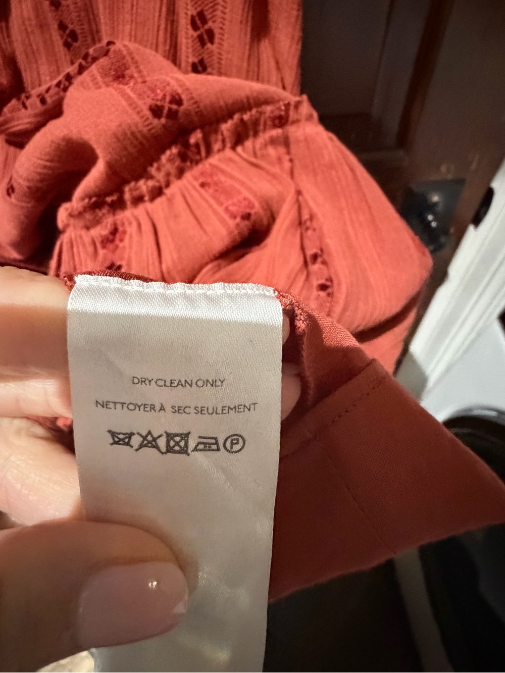 Anthropologie Othilia Rust Ruffle Lace Yoke Mini Dress - Picture 6 of 8
